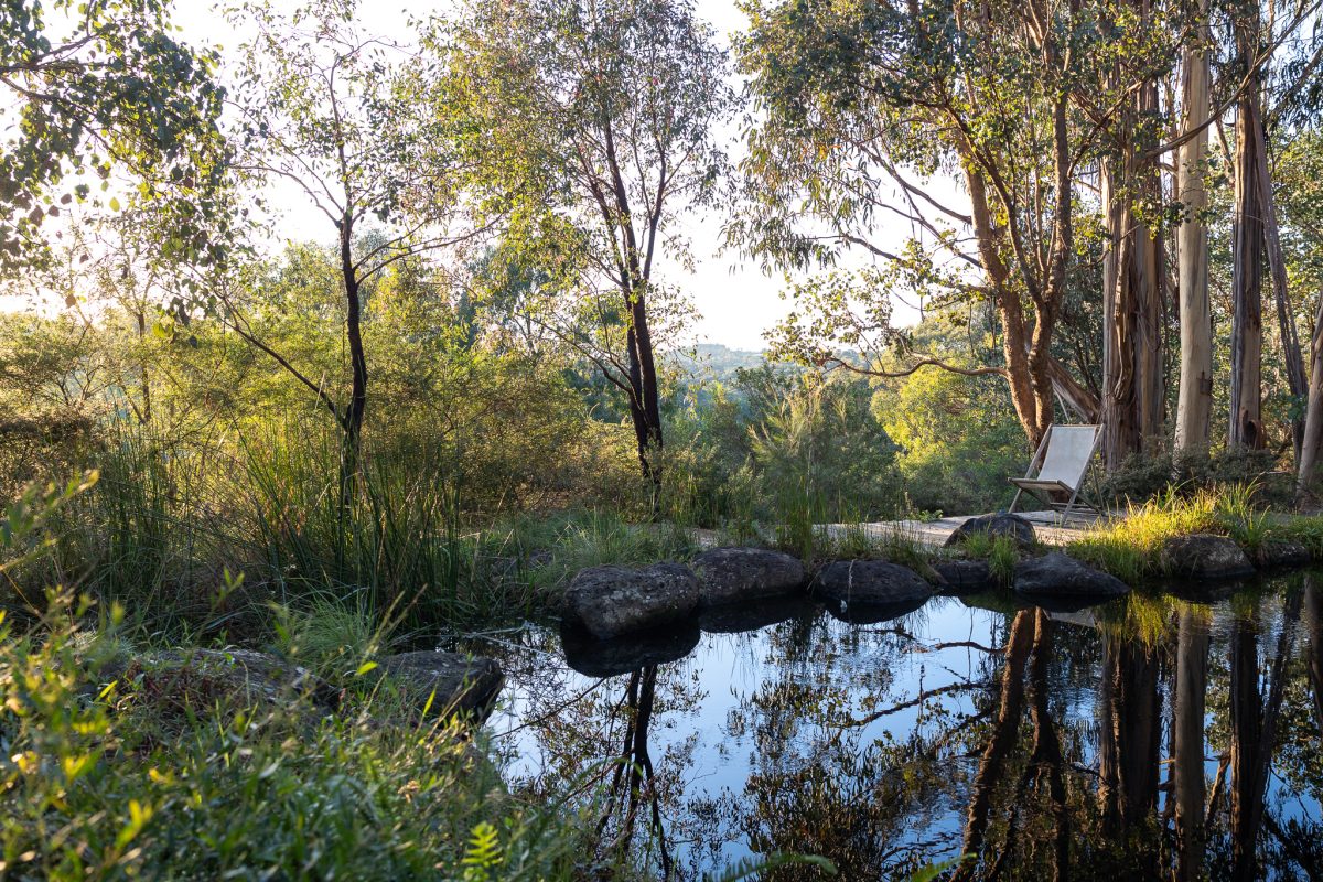 A large rock pond in Sam Cox's Wattle Glen garden.